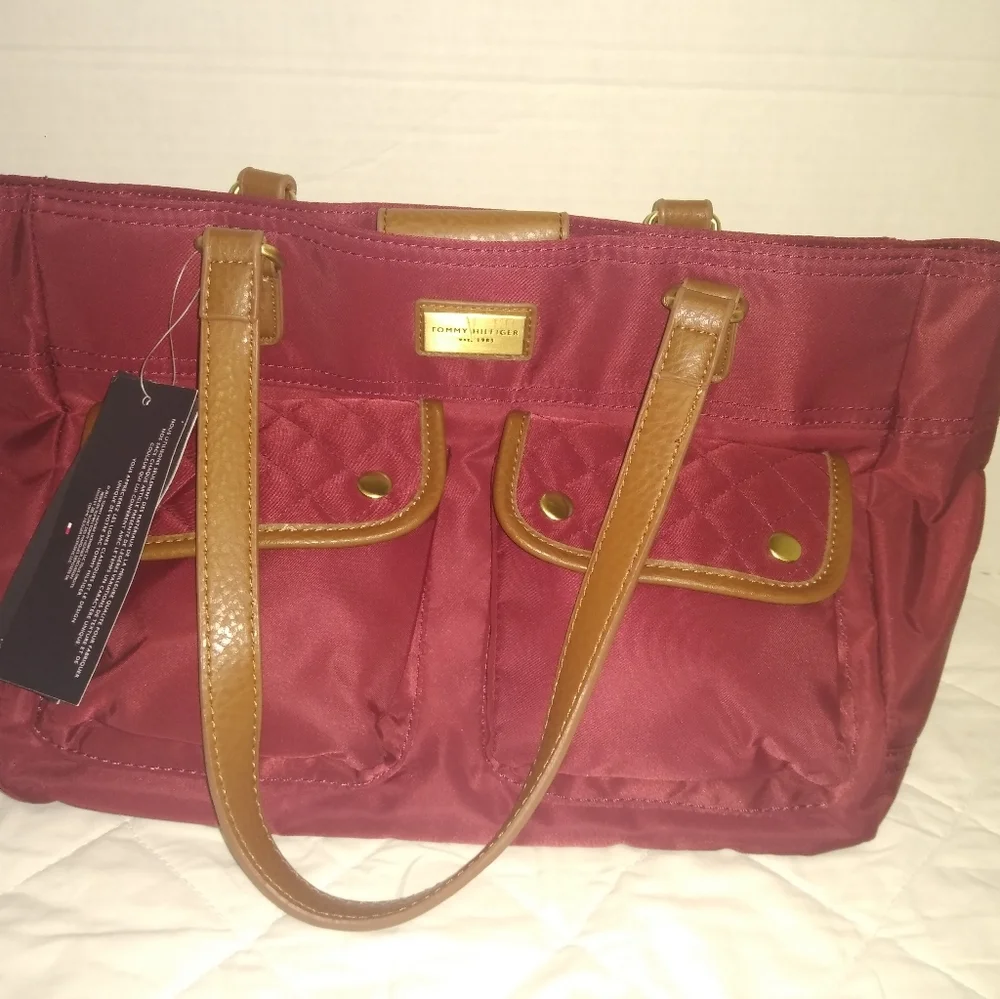 Tommy Hilfiger Maroon Shopper Tote Bag - Picture 1 of 7